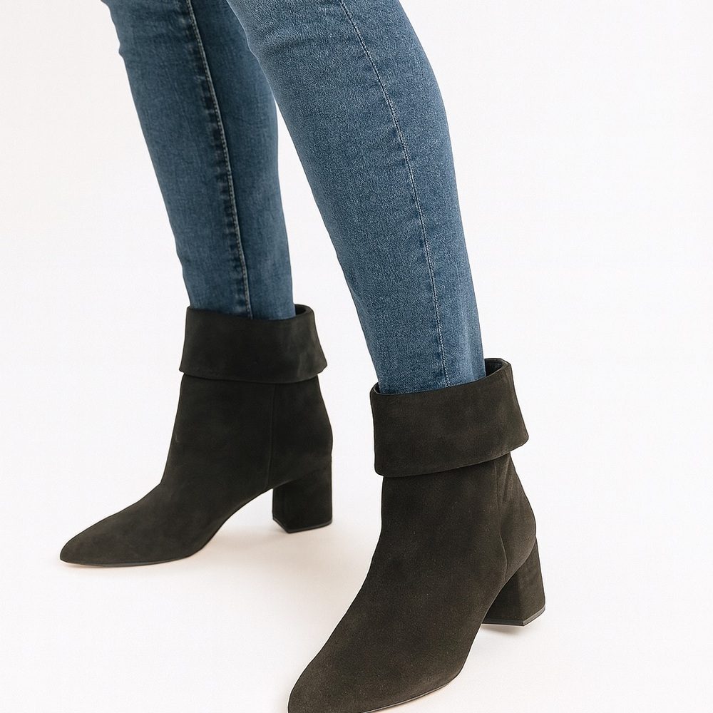 FREE PEOPLE Suede Pull On Heel Shoes Booties US 9.5 EU 40 Bro…